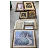 Assorted prints and paintings differing in size