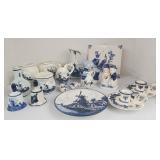 Delft vases, figurines, candle holders, salt and