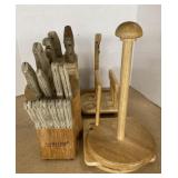 Sets of kitchen knives, paper towel holder,