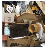 Pallet lot including Christmas tree stand, books,