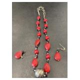 Costume jewelry necklace and earrings