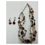 Brown stones necklace and earrings