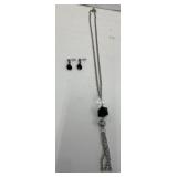 Black stone necklace and earrings