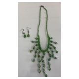 Green gems necklace and earrings set