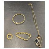 Assorted necklace, bracelets and brooch necklace