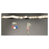 Harley Quinn jewelry ranging in sizes from