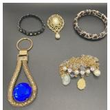 Assorted lot necklace, bracelets, brooch and