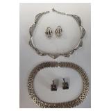 2 vintage necklace and earring sets: top are