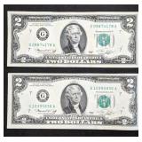 1976 series 2 ct Two Dollar bill lot