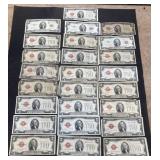 25 red $2 bills