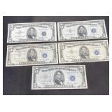 5. $5.00 Silver certificates