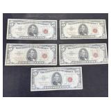 5$5.00 red bills