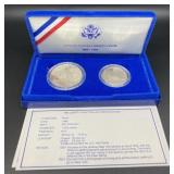 1986 Liberty Silver dollar and half dollar
