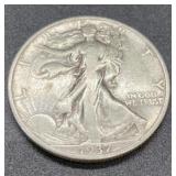 1937 Silver walking liberty half dollar