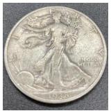 1938 Silver Liberty walking half dollar