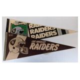 Pair of Vintage Los Angeles Raiders Pennants