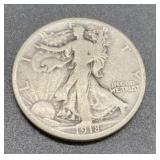 1918-D Silver walking liberty half dollar