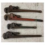 Lot of Ridgid pipe wrenches including 24" and