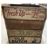Vintage 7up and Old Dutch crates, 18 1/2" x 12".