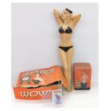 Vtg Jayne Mansfield Decanter, Party Falsies Set,