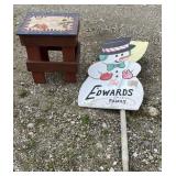 Festive snowman sign and table. Table measures