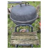 Outdoor Charcoal Grill With Wood Shelving on