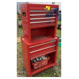 Two Tier Craftsman Locking Tool Cabinet w/ Misc