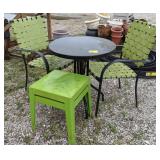 Glass Top Patio Table and Chairs w/ Plastic End
