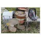Lot includes Blower, Fan, Hedge Trimmer, and Shop