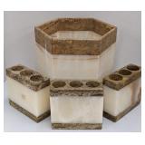Stone Tooth Brush Holders and Small Trash Bin