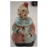 Pink and Blue Clown Cookie Jar