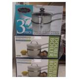 Lot of 3 Stainless Steel 2qt Double Boiler