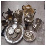 Lot Of Silver Plated Tea Set Including 4 Teapots