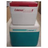 Lot of 2 Coleman Plastic Travel Coolers