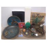 Lot of Jewish Religious Items Including Menhora