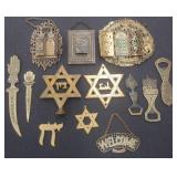 Lot of Misc. Brass Jewish Items Including Letter