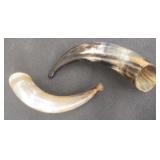 Lot of 2 Carved Bullhorn Shofar Ceremonial