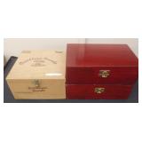 Lot of 2 Green Felt Lined Redwood Boxes