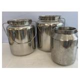 Lot w/ 3 S/S Milk Cans. Bidder Bidding on