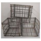 Lot of 3 Heavy-Duty Industrial Wire Cube Baskets