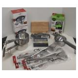 Flat of kitchenware including burger stomp burger