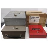 Lot of assorted metal safes with keys