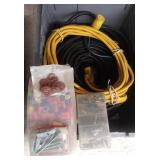 Lot of assorted hoses, extension cords, and more