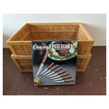 2 ct wooden bamboo basket lot including Cavalier