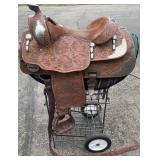 Billy Cook Western Saddle, 16" Tooled in silver,