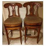 Wooden swivel barstools w/upholstered seat by
