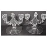 Glass Double Candle Holder Candelabra. Bidding on