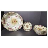 Hand Painted in Japan Floral Serving Bowl & Ice