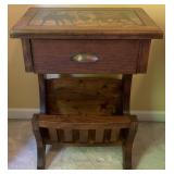 Wooden magazine stand w/ horse picture,  20 1/2"
