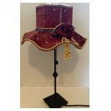 Lamp rot iron w/velvet hat shade, 23" H